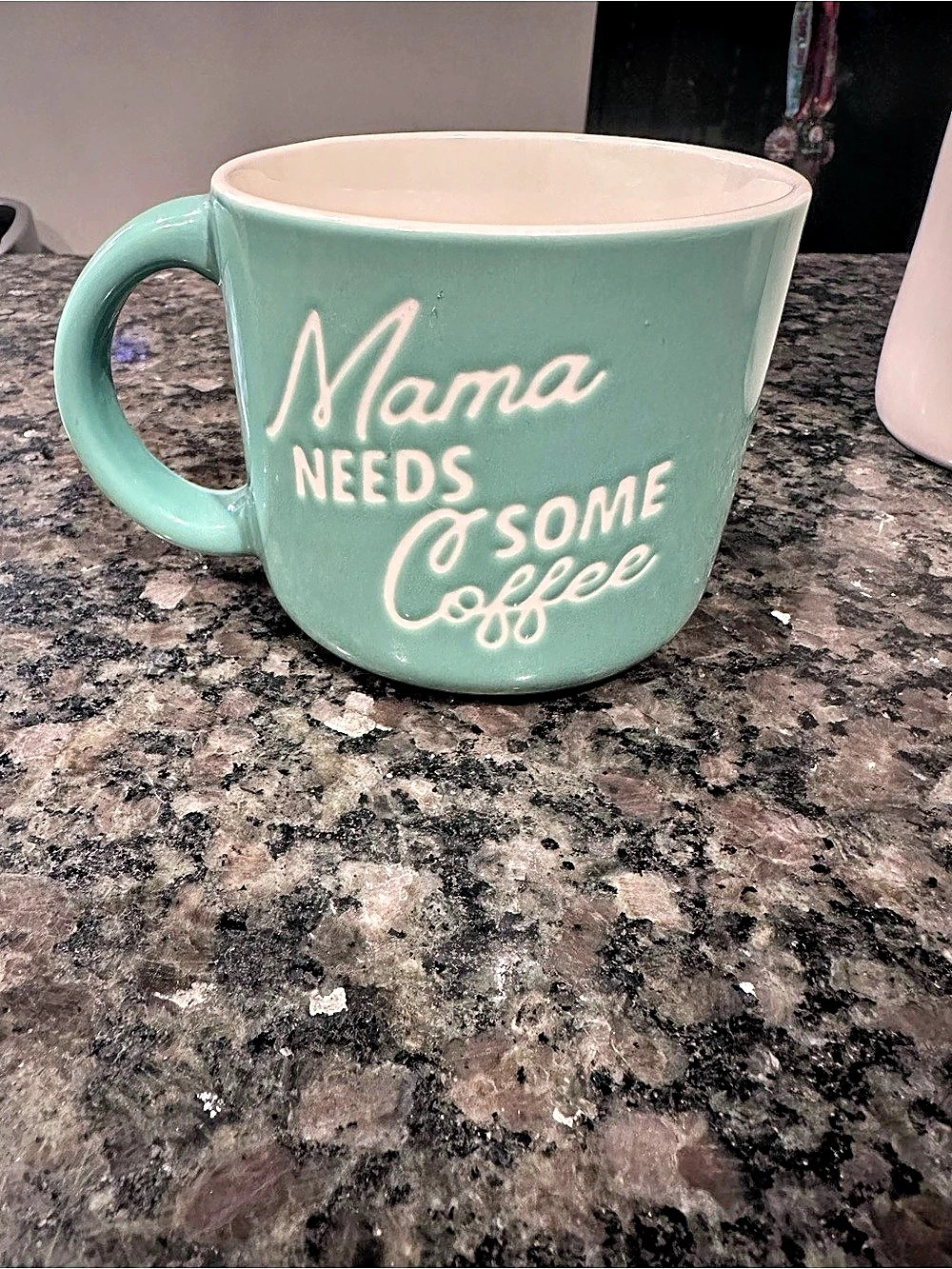 Room Essentials “Mama Needs Some Coffee” Mug in Aqua & White